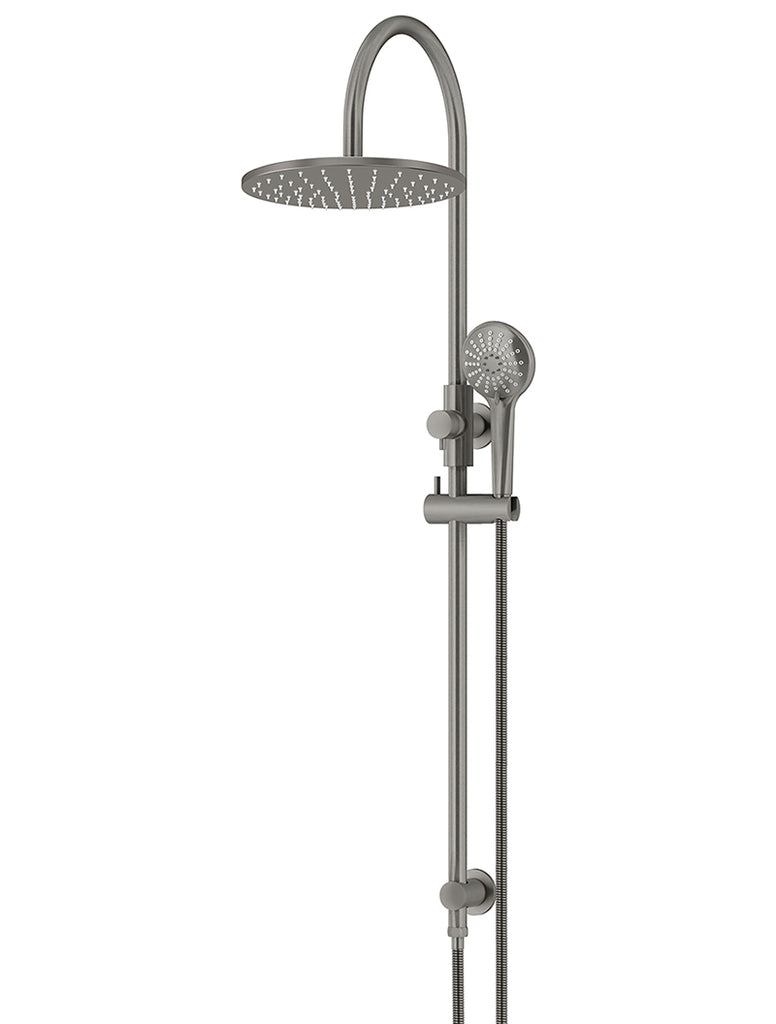 ROUND GOOSENECK SHOWER SET WITH 300MM ROSE, THREE-FUNCTION HAND SHOWER
