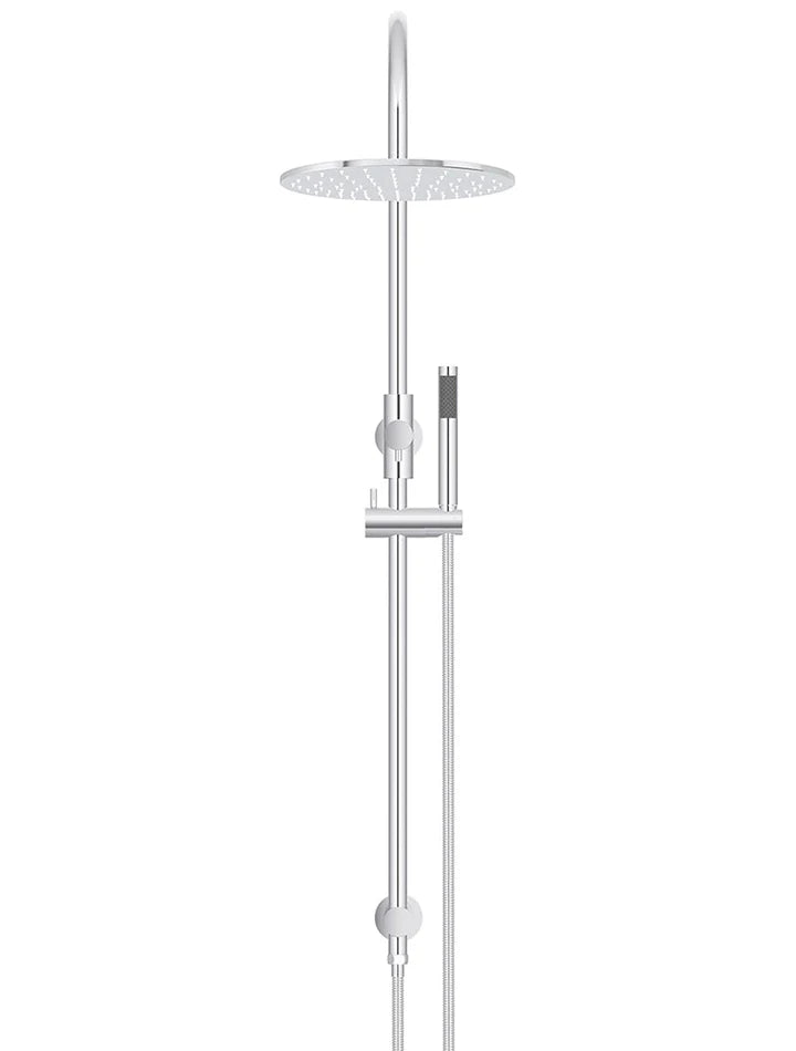 ROUND GOOSENECK SHOWER SET WITH 300MM ROSE, THREE-FUNCTION HAND SHOWER