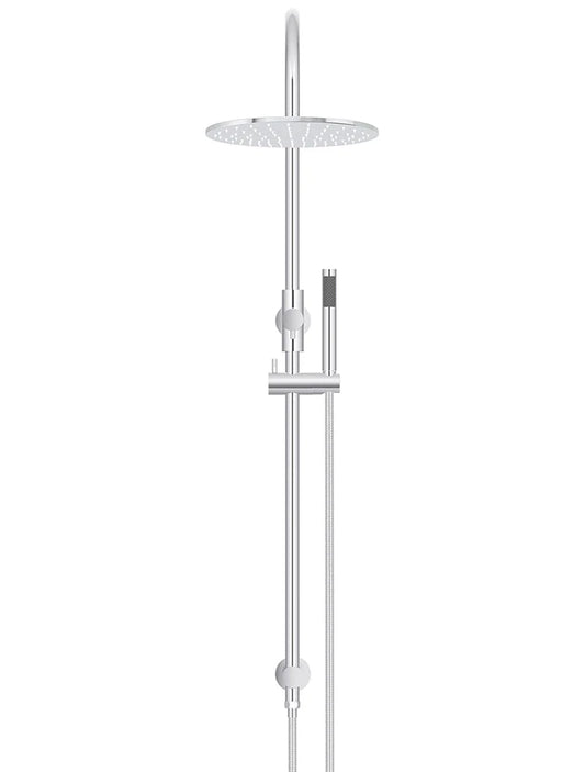 ROUND GOOSENECK SHOWER SET WITH 300MM ROSE, THREE-FUNCTION HAND SHOWER