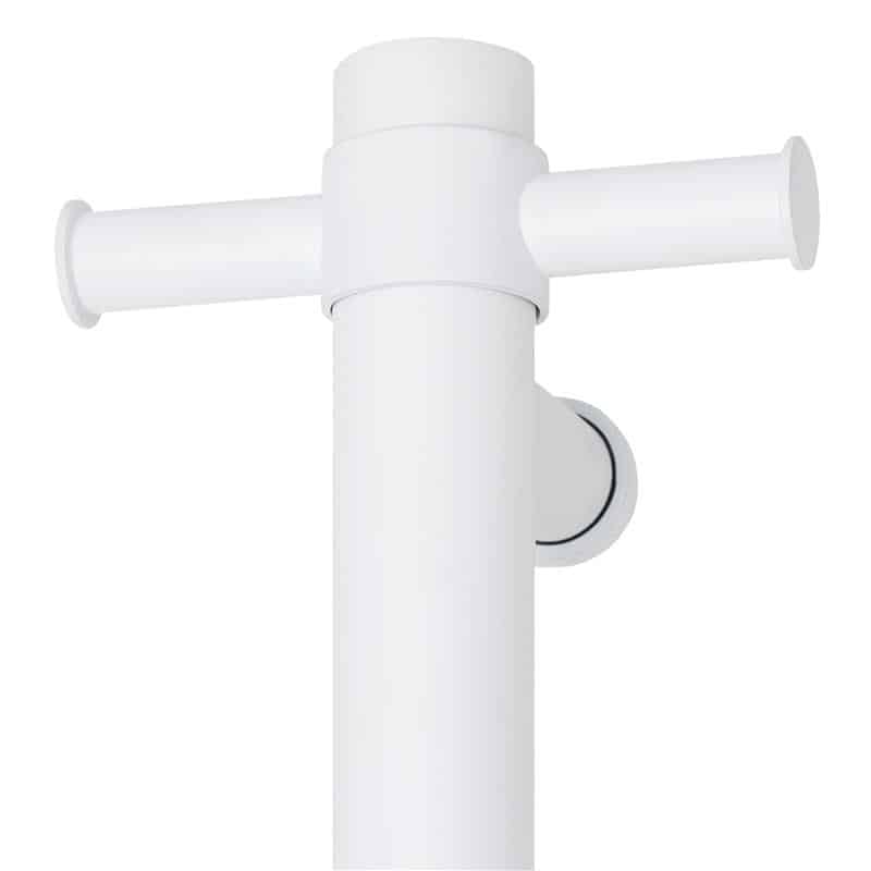 VS900HMW Matt White Straight Round Vertical Single Heated Towel Rail