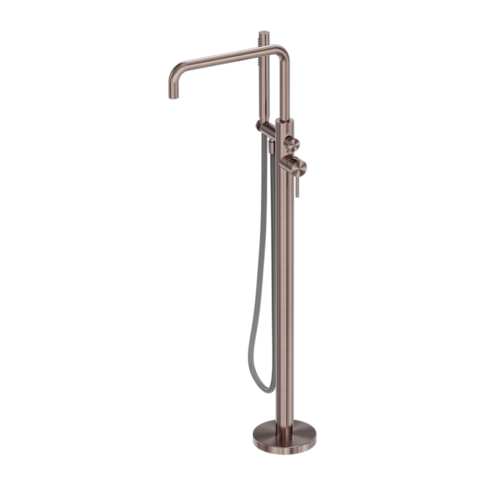 ZEN SS316L FREESTANDING BATH MIXER WITH OUTDOOR SHOWER HOSE BRUSHED BRONZE