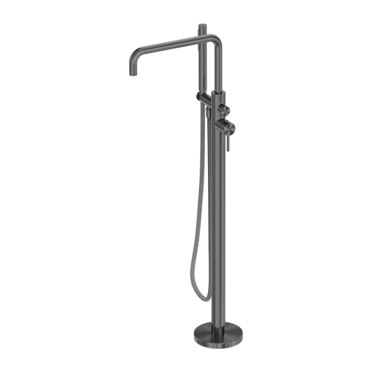 ZEN SS316L FREESTANDING BATH MIXER WITH OUTDOOR SHOWER HOSE GRAPHITE