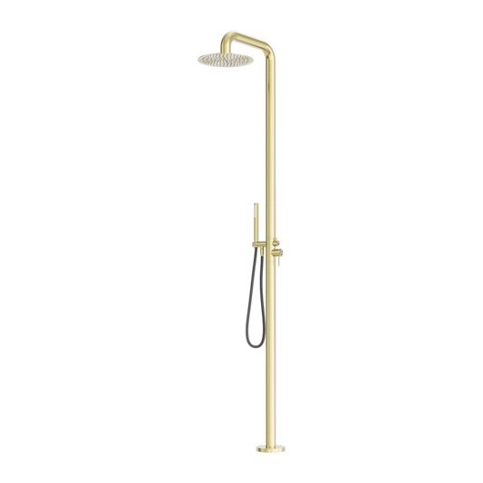 ZEN SS316L OUTDOOR FREESTANDING SHOWER COLUMN BRUSHED GOLD