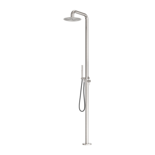 ZEN SS316L OUTDOOR FREESTANDING SHOWER COLUMN BRUSHED NICKEL
