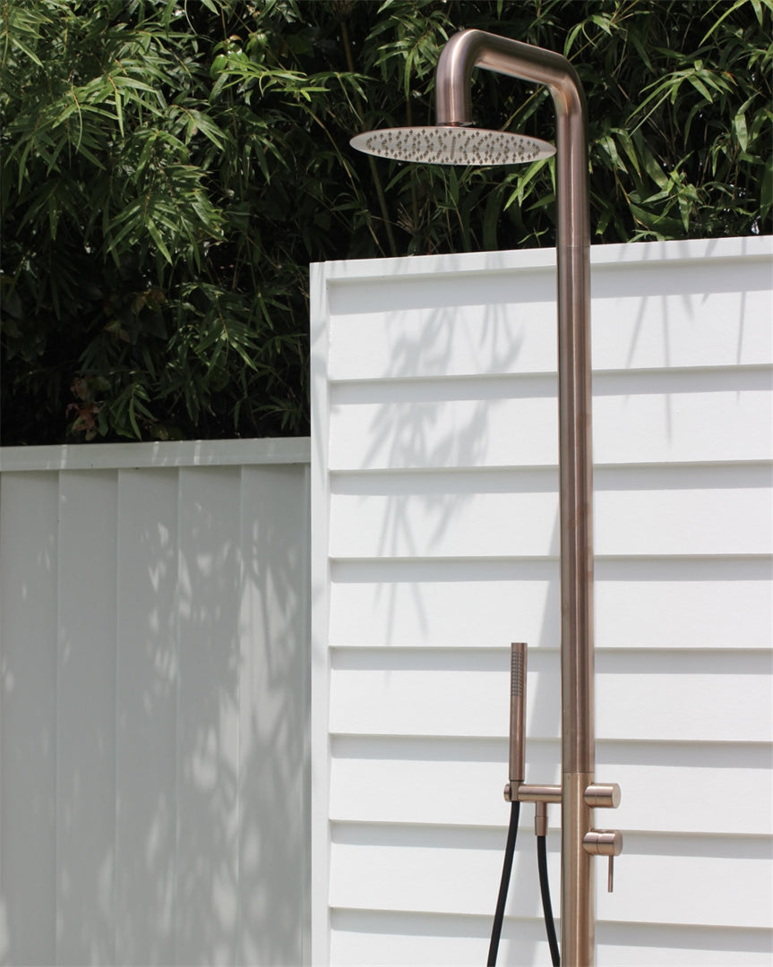 ZEN SS316L OUTDOOR FREESTANDING SHOWER COLUMN BRUSHED BRONZE
