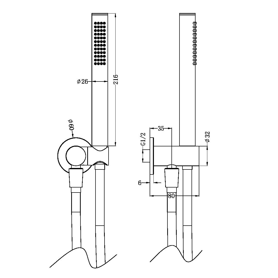 ZEN SS316L SHOWER ON BRACKET WITH OUTDOOR SHOWER HOSE BRUSHED NICKEL