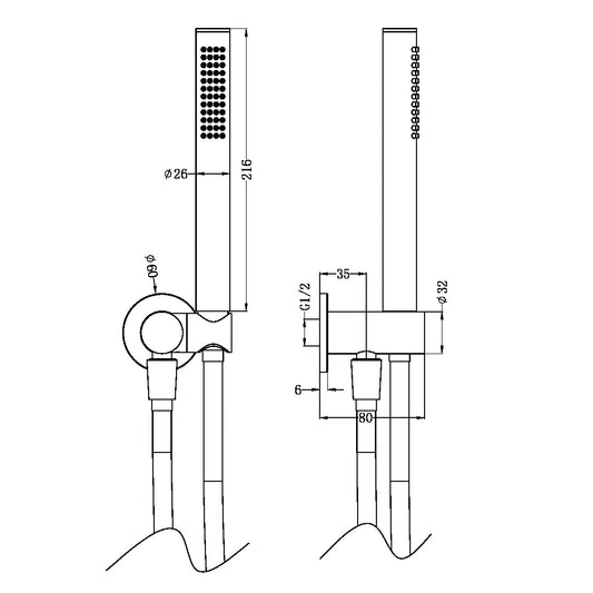 ZEN SS316L SHOWER ON BRACKET WITH OUTDOOR SHOWER HOSE BRUSHED NICKEL