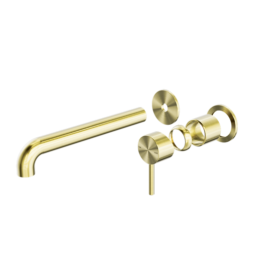 ZEN SS316L WALL BASIN/BATH MIXER SEPARATE BACK PLATE 185/230MM SPOUT TRIM KITS ONLY BRUSHED GOLD