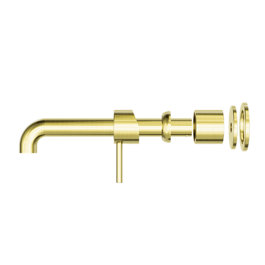 ZEN SS316L WALL BASIN/BATH MIXER SEPARATE BACK PLATE 185/230MM SPOUT TRIM KITS ONLY BRUSHED GOLD