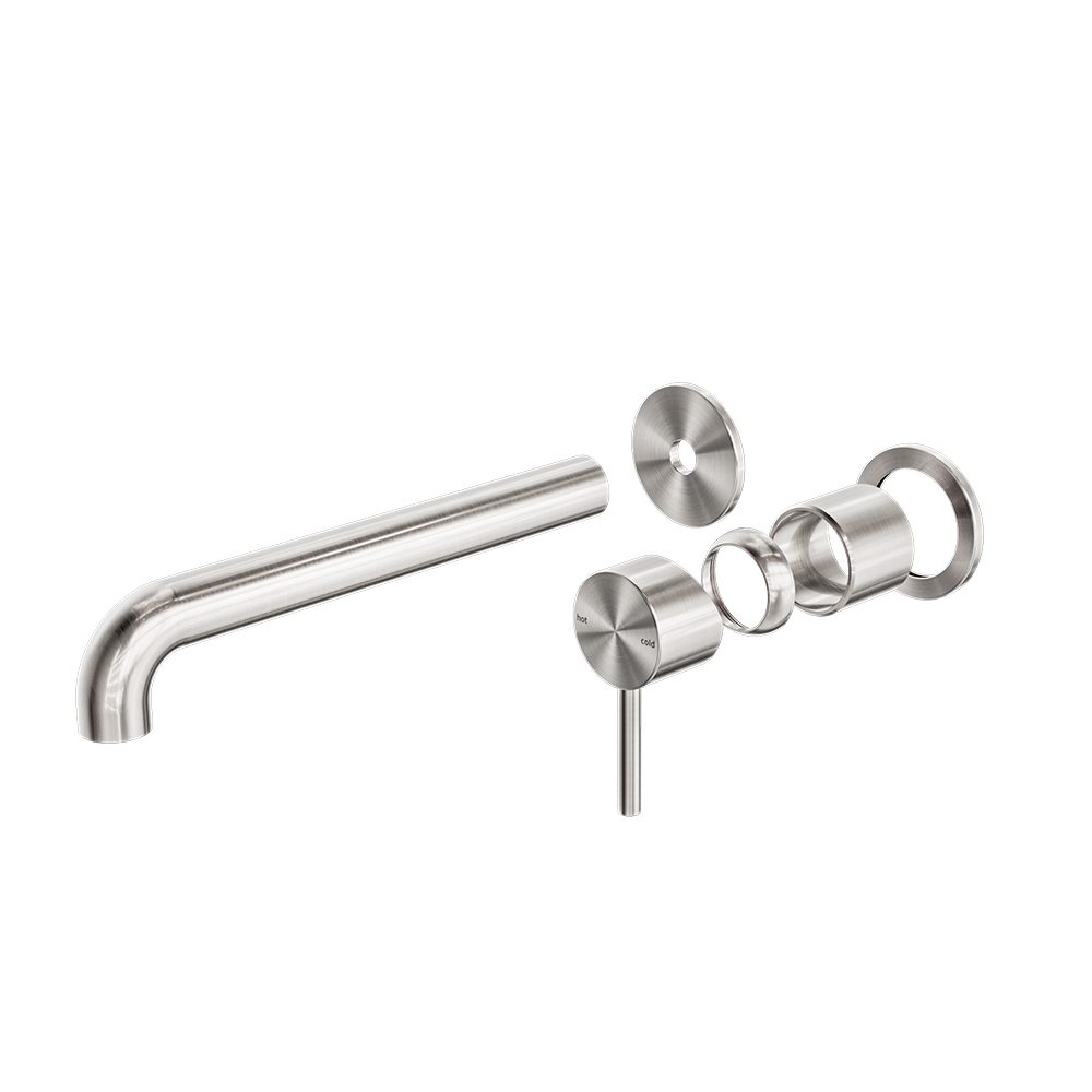 ZEN SS316L WALL BASIN/BATH MIXER SEPARATE BACK PLATE 185/230MM SPOUT TRIM KITS ONLY BRUSHED NICKEL