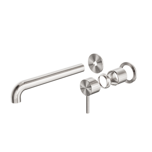 ZEN SS316L WALL BASIN/BATH MIXER SEPARATE BACK PLATE 185/230MM SPOUT TRIM KITS ONLY BRUSHED NICKEL