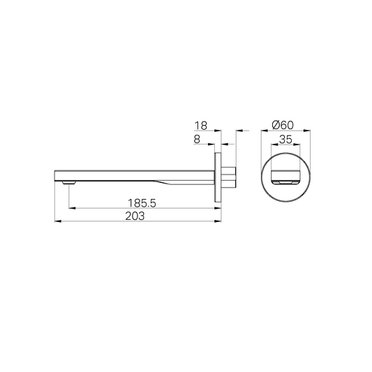 PURE SS316L ROUND BATH SPOUT ONLY GRAPHITE