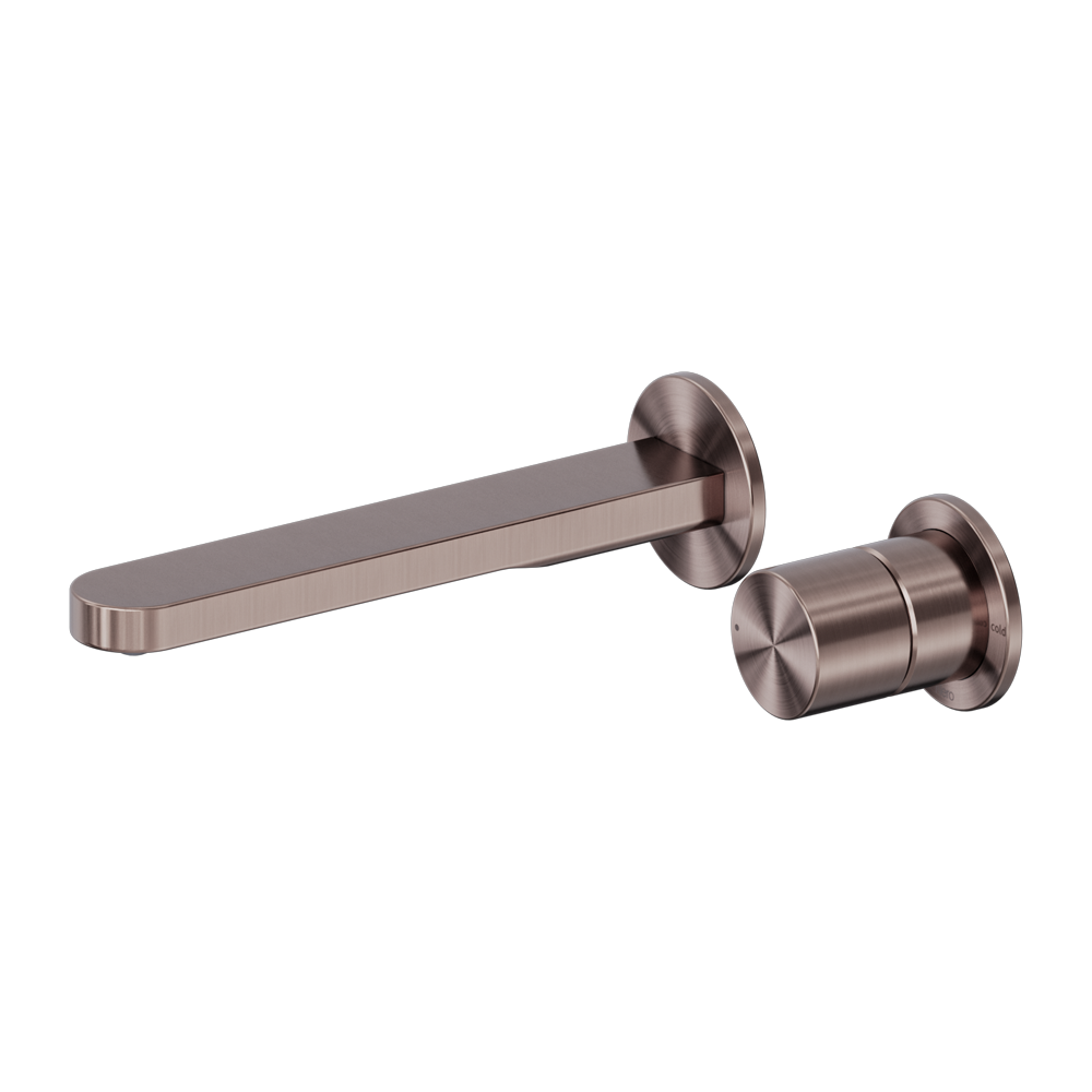 PURE SS316L PROGRESSIVE WALL BASIN/BATH MIXER SEPARATE BACK PLATE BRUSHED BRONZE