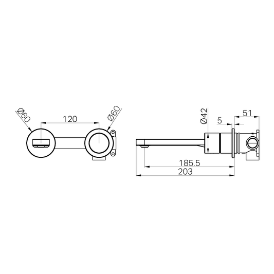 PURE SS316L PROGRESSIVE WALL BASIN/BATH MIXER SEPARATE BACK PLATE GRAPHITE (NR172210BGR) GRAPHITE