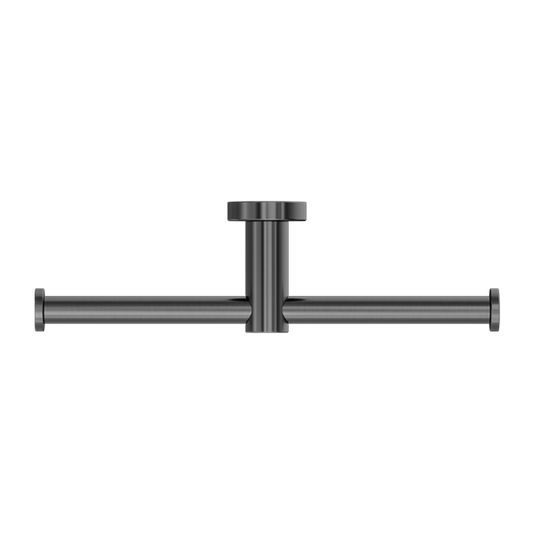 MECCA DOUBLE TOILET ROLL HOLDER GUN METAL