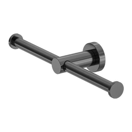 MECCA DOUBLE TOILET ROLL HOLDER GUN METAL