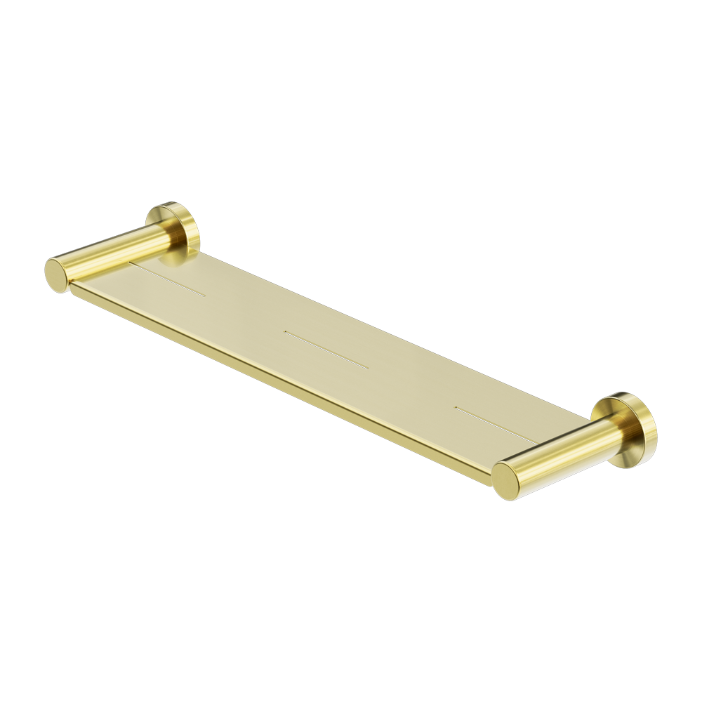 MECCA METAL SHOWER SHELF BRUSHED GOLD