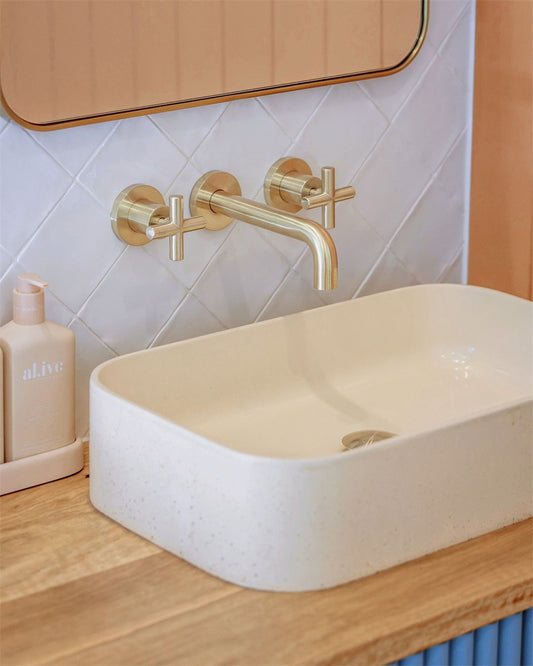 X PLUS WALL BASIN SET 180/215MM BRUSHED GOLD