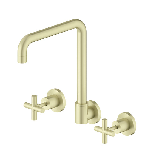 X PLUS WALL KITCHEN SET SWIVEL SPOUT BRUSHED GOLD