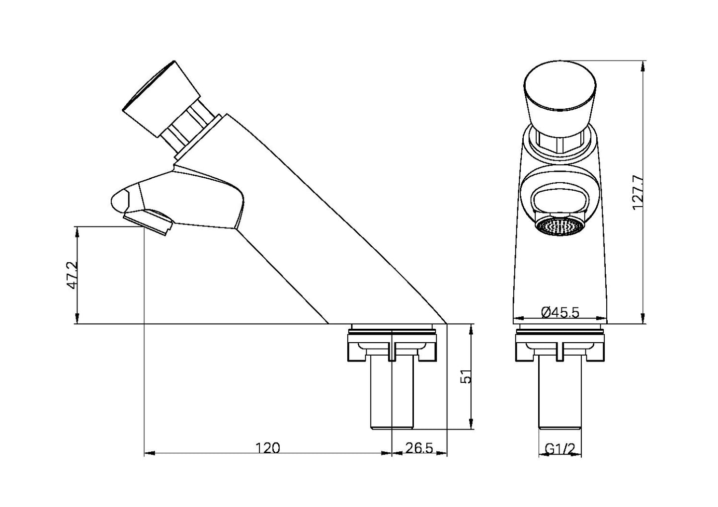 SS316 LEAD FREE TIMEFLOW PUSH BUTTON PILLAR TAP CHROME