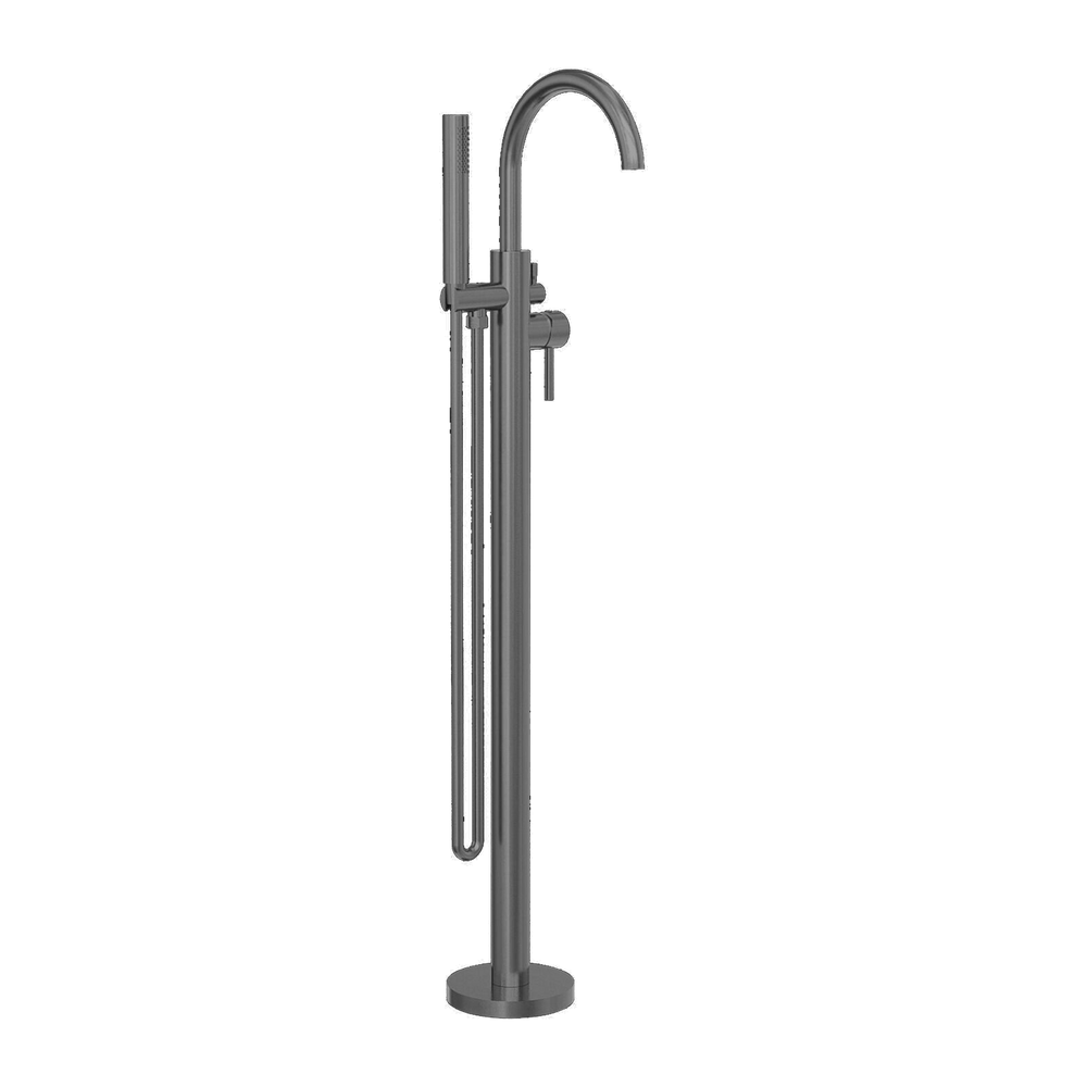 MECCA ROUND FREESTANDING MIXER WITH HAND SHOWER GUN METAL GREY