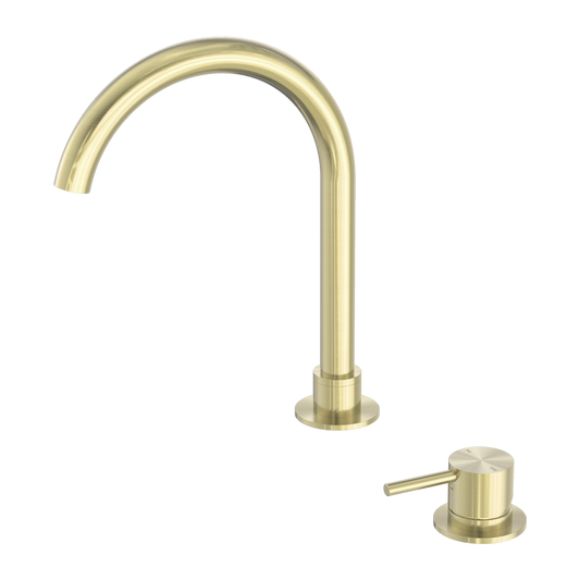 MECCA HOB BASIN MIXER ROUND SWIVEL SPOUT BRUSHED GOLD