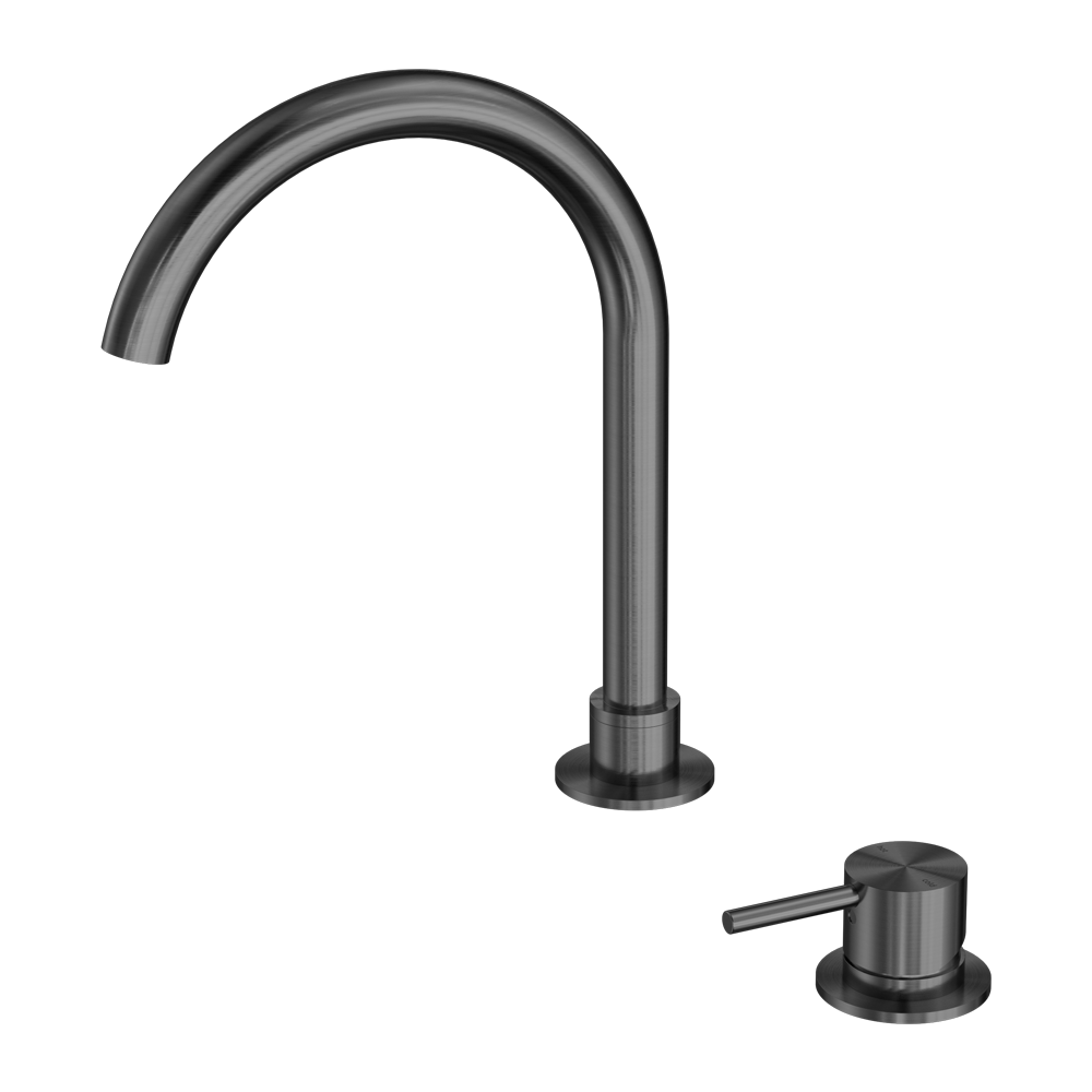 MECCA HOB BASIN MIXER ROUND SWIVEL SPOUT GUN METAL GREY