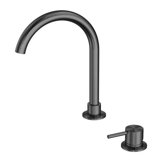 MECCA HOB BASIN MIXER ROUND SWIVEL SPOUT GUN METAL GREY