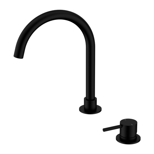 MECCA HOB BASIN MIXER ROUND SWIVEL SPOUT MATTE BLACK