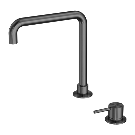MECCA HOB BASIN MIXER SQUARE SWIVEL SPOUT GUN METAL GREY