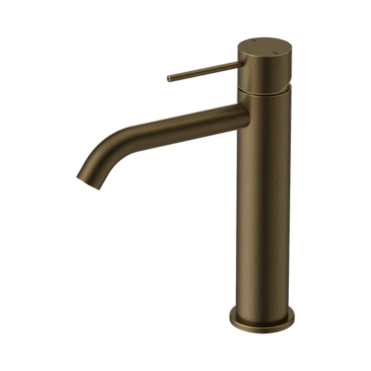 Mecca Mid Tall Basin Mixer Tumbled Antique Brass