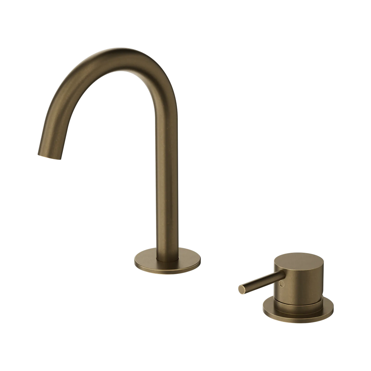 Mecca Hob Basin Mixer Set Arc Spout Tumbled Antique Brass