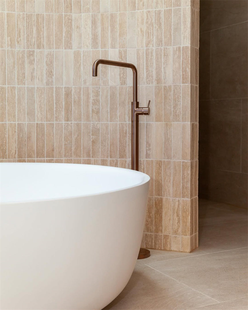 MECCA FREESTANDING BATH MIXER SQUARE SHAPE BRUSHED BRONZE