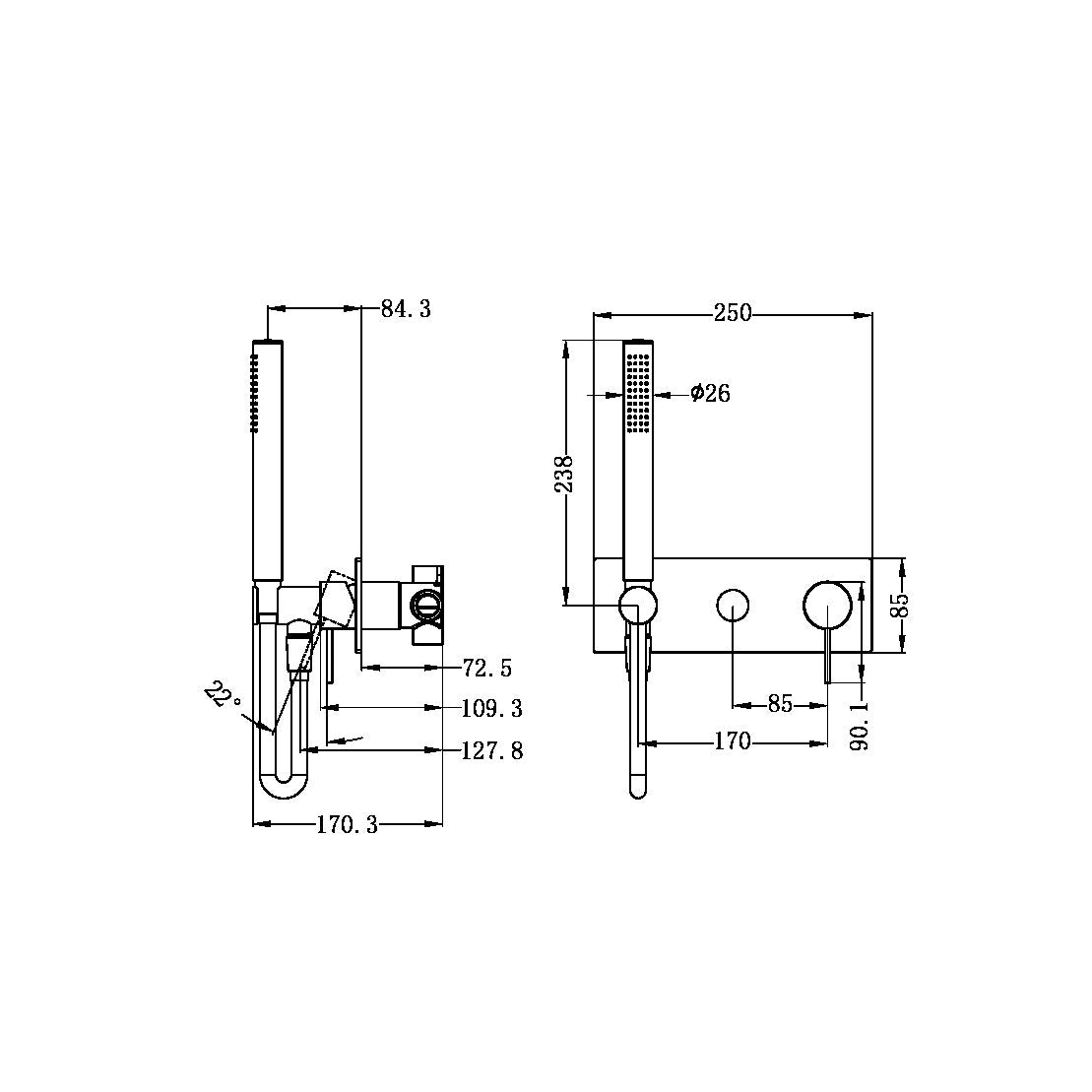 MECCA SHOWER MIXER DIVERTOR SYSTEM GM (NR221903EGM) GUN METAL