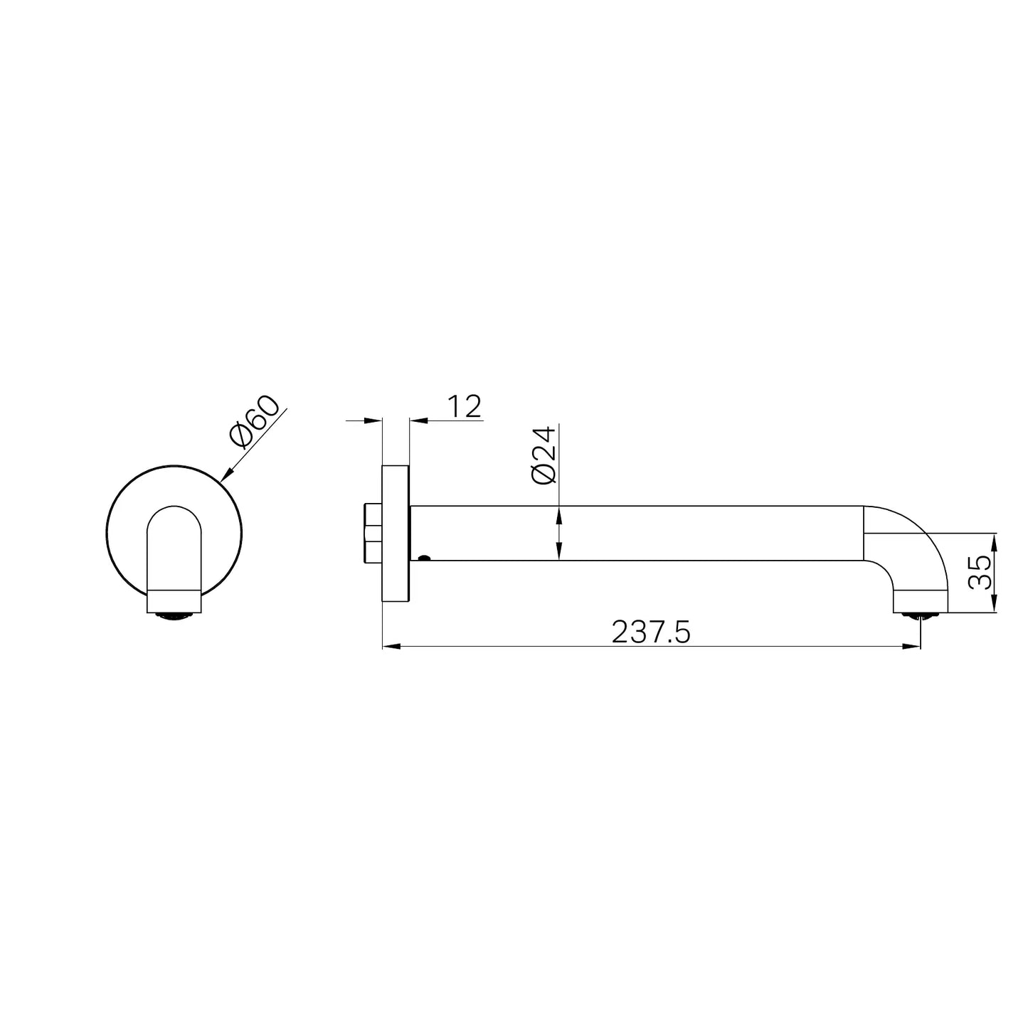 Mecca Basin/Bath Spout Only 230/260mm II Tumbled Antique Brass