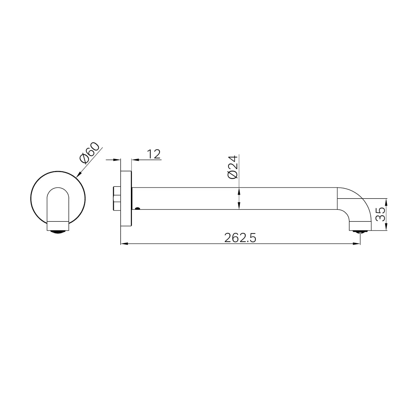 Mecca Basin/Bath Spout Only 230/260mm II Rome Bronze