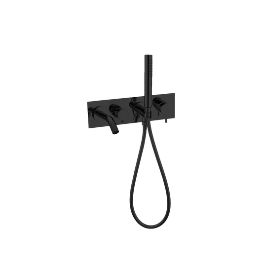 MECCA WALL MOUNT BATH MIXER WITH HAND SHOWER MATTE BLACK