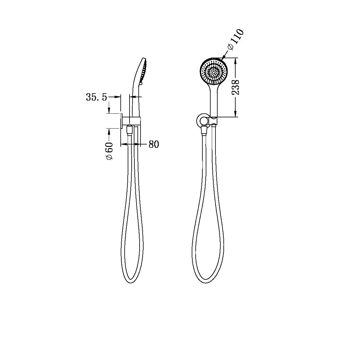 MECCA SHOWER ON BRACKET WITH AIR SHOWER CHROME (NR221905CH) MATTE WHITE