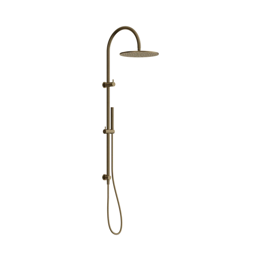 Mecca Twin Shower With Slim Hand Shower Tumbled Antique Brass