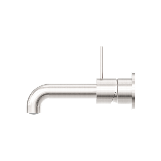 MECCA WALL BASIN/BATH MIXER SEPARATE BACK PLATE HANDLE UP 120/160/185/230/260MM BRUSHED NICKEL