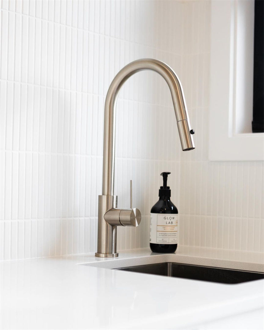MECCA PULL OUT SINK MIXER WITH VEGIE SPRAY FUNCTION BRUSHED NICKEL