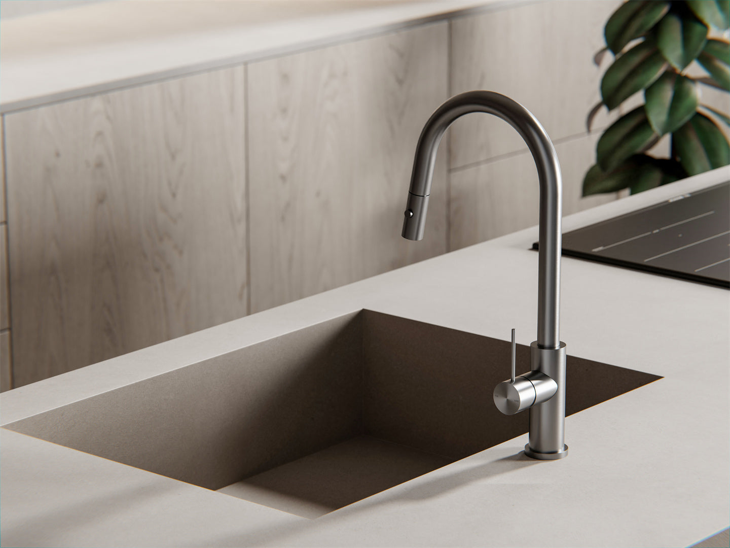 MECCA PULL OUT SINK MIXER WITH VEGIE SPRAY FUNCTION GUN METAL GREY