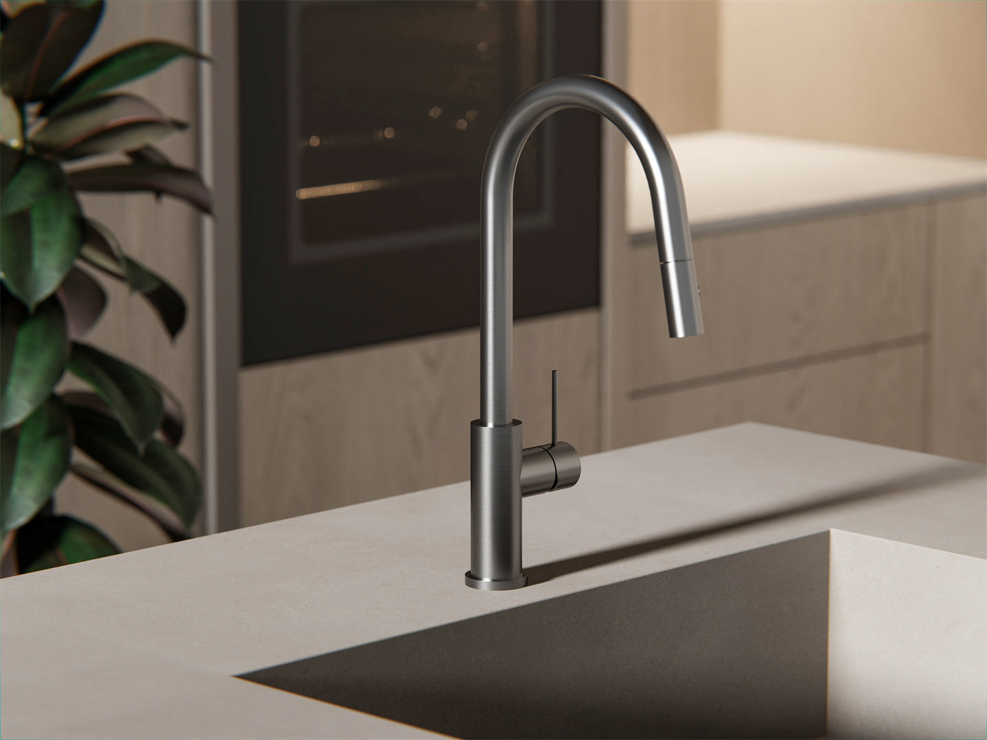 MECCA PULL OUT SINK MIXER WITH VEGIE SPRAY FUNCTION GUN METAL GREY