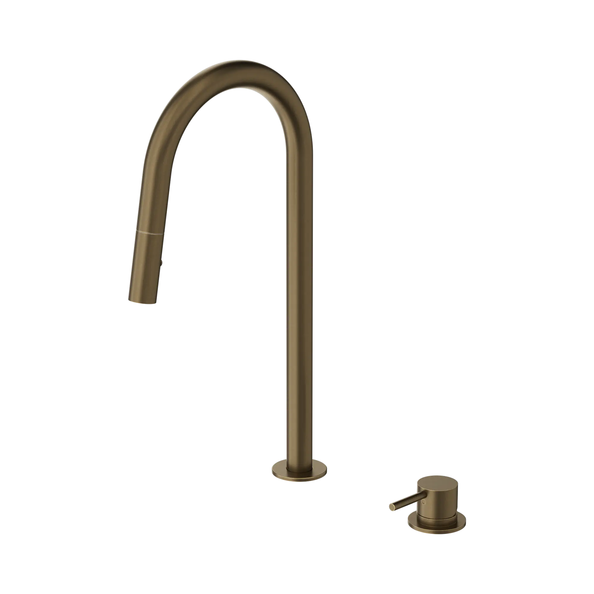 Mecca Hob Mounted Pull Out Sink Mixer Tumbled Antique Brass