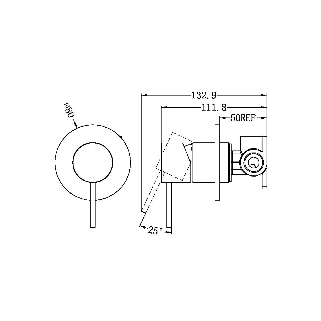 MECCA SHOWER MIXER 80MM PLATE BRUSHED BRONZE