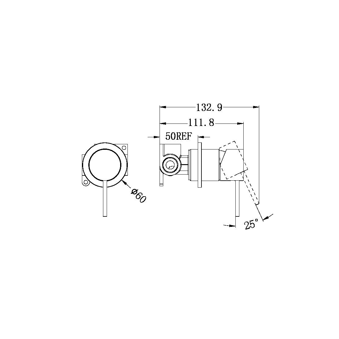 MECCA SHOWER MIXER 60MM PLATE MATTE WHITE