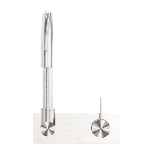 MECCA WALL BASIN/BATH MIXER SWIVEL SPOUT HANDLE UP BRUSHED NICKEL