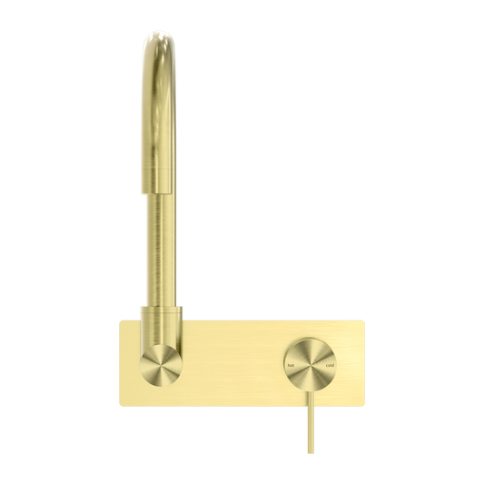 MECCA WALL BASIN/BATH MIXER SWIVEL SPOUT BRUSHED GOLD