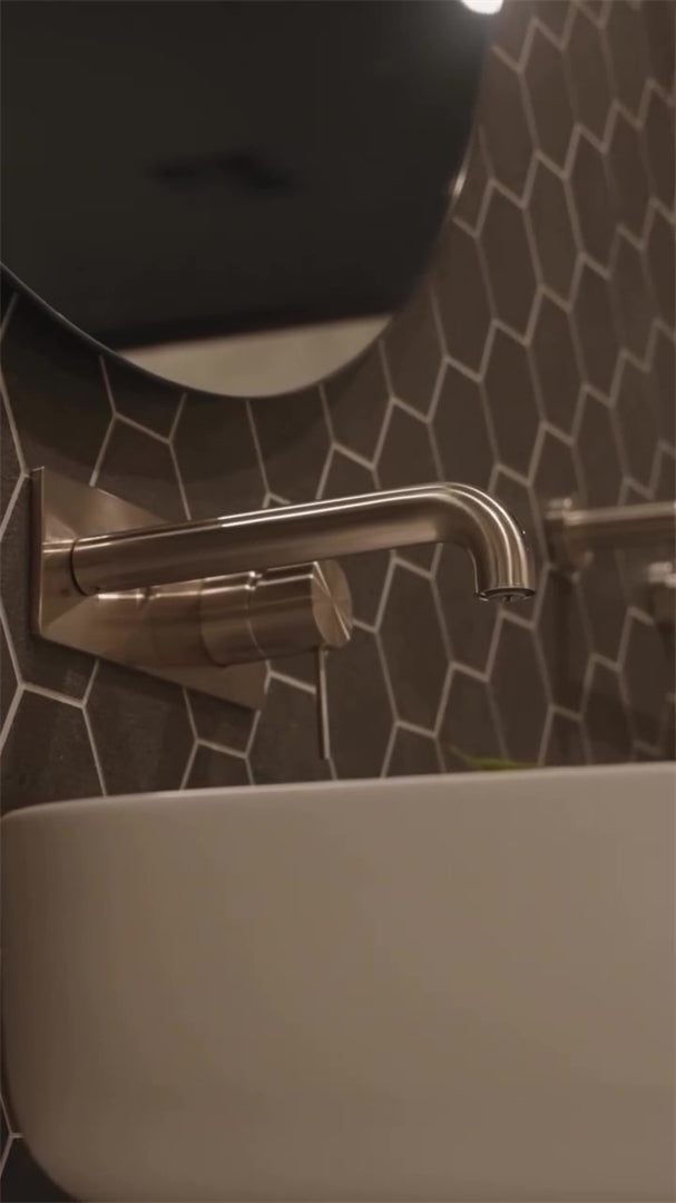 MECCA WALL BASIN/BATH MIXER 120/160/185/230/260MM BRUSHED NICKEL