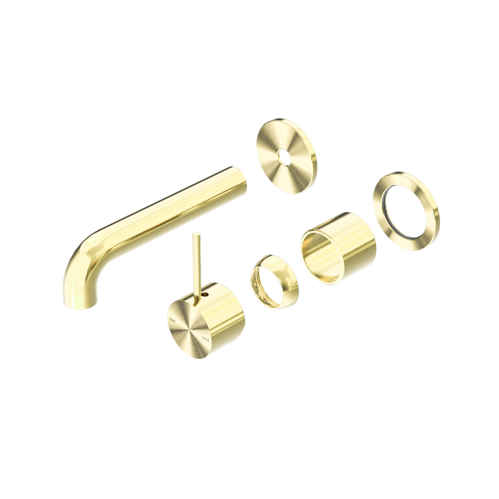 MECCA WALL BASIN/BATH MIXER SEPARATE BACK PLATE HANDLE UP 120/160/185/230/260MM TRIM KITS ONLY BRUSHED GOLD